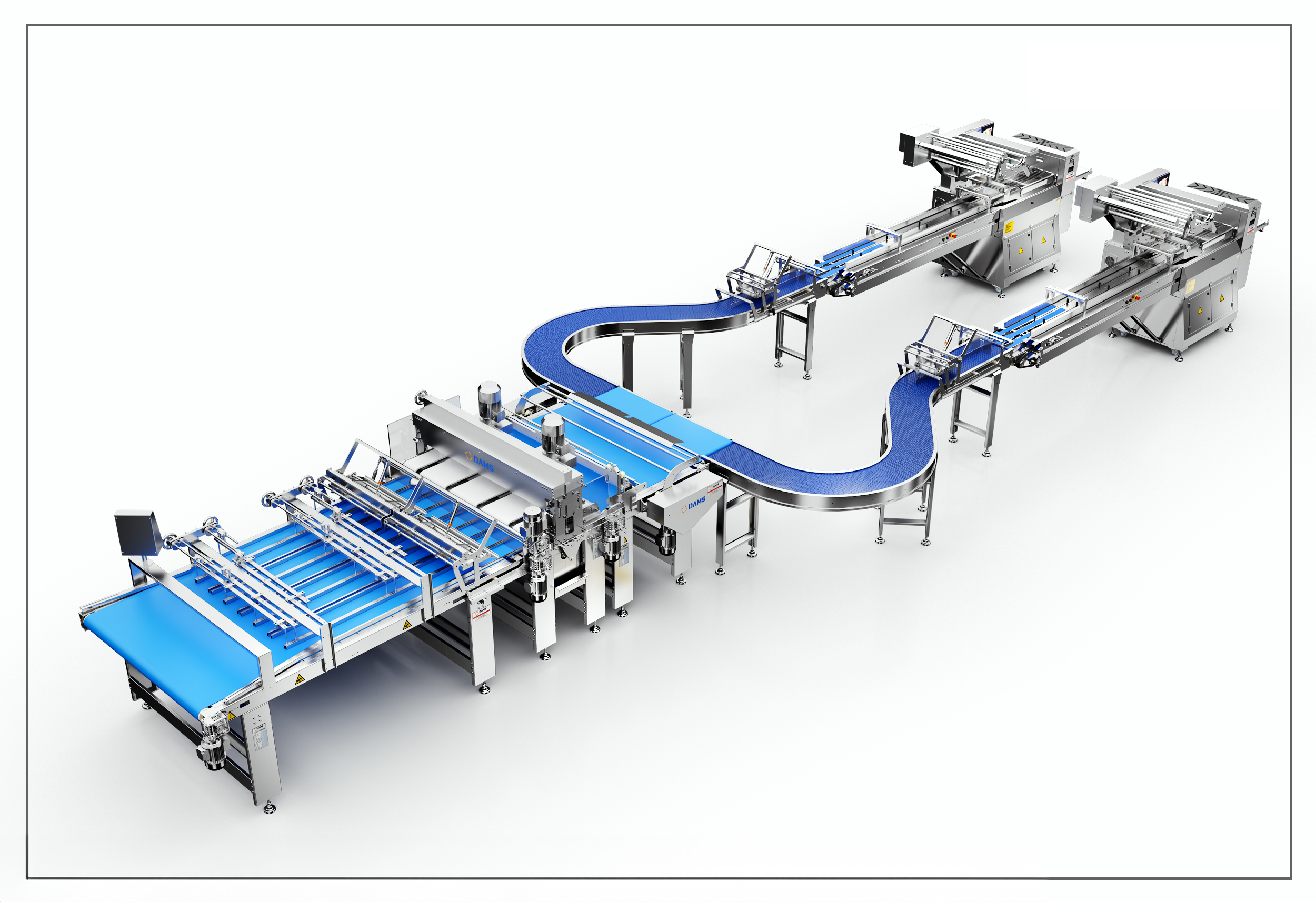 DAMS Double Slicer and Feeder Flowpack Group Packing Line DGKP-100